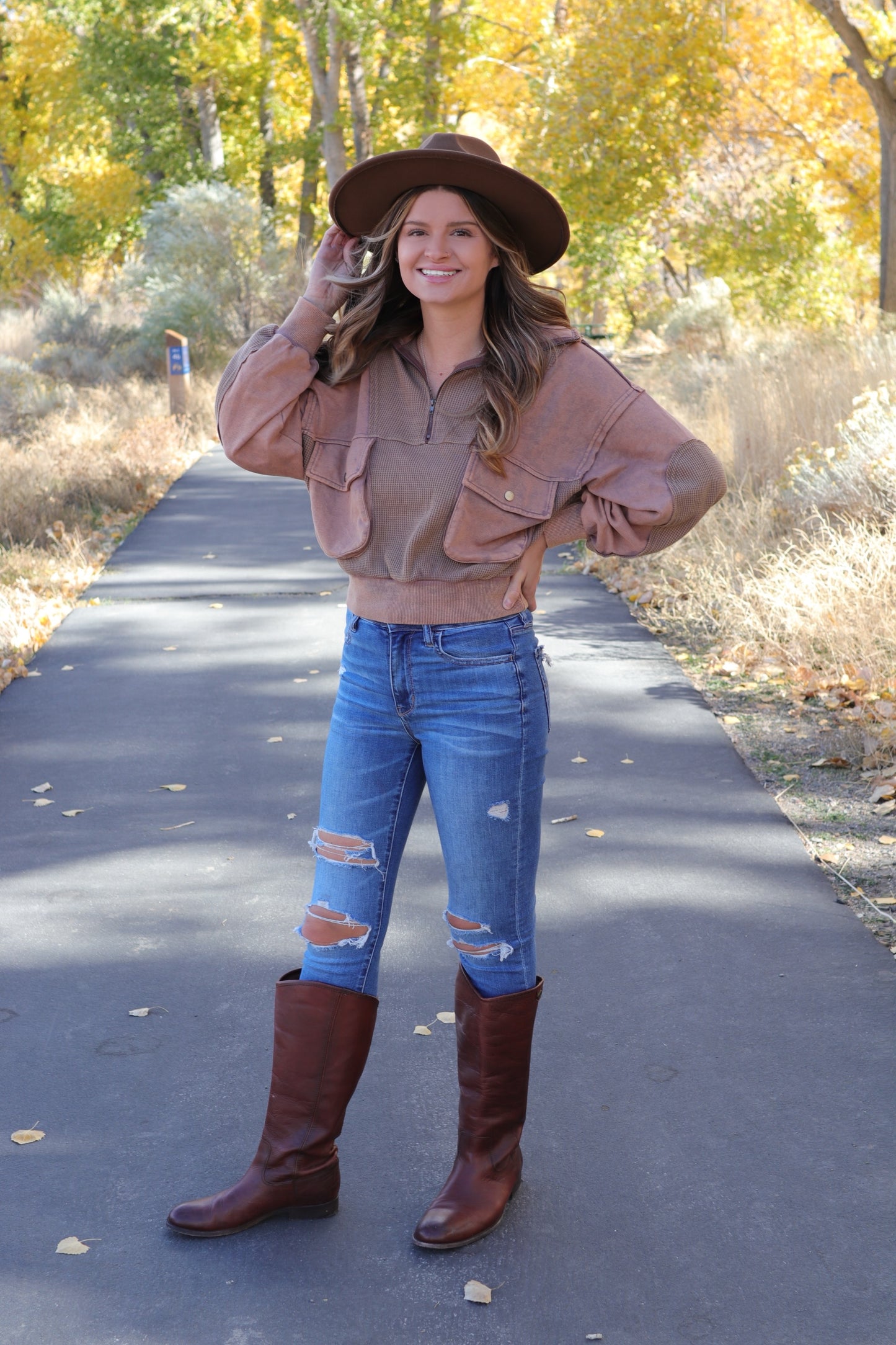 Mocha Half Zip Sweatshirt