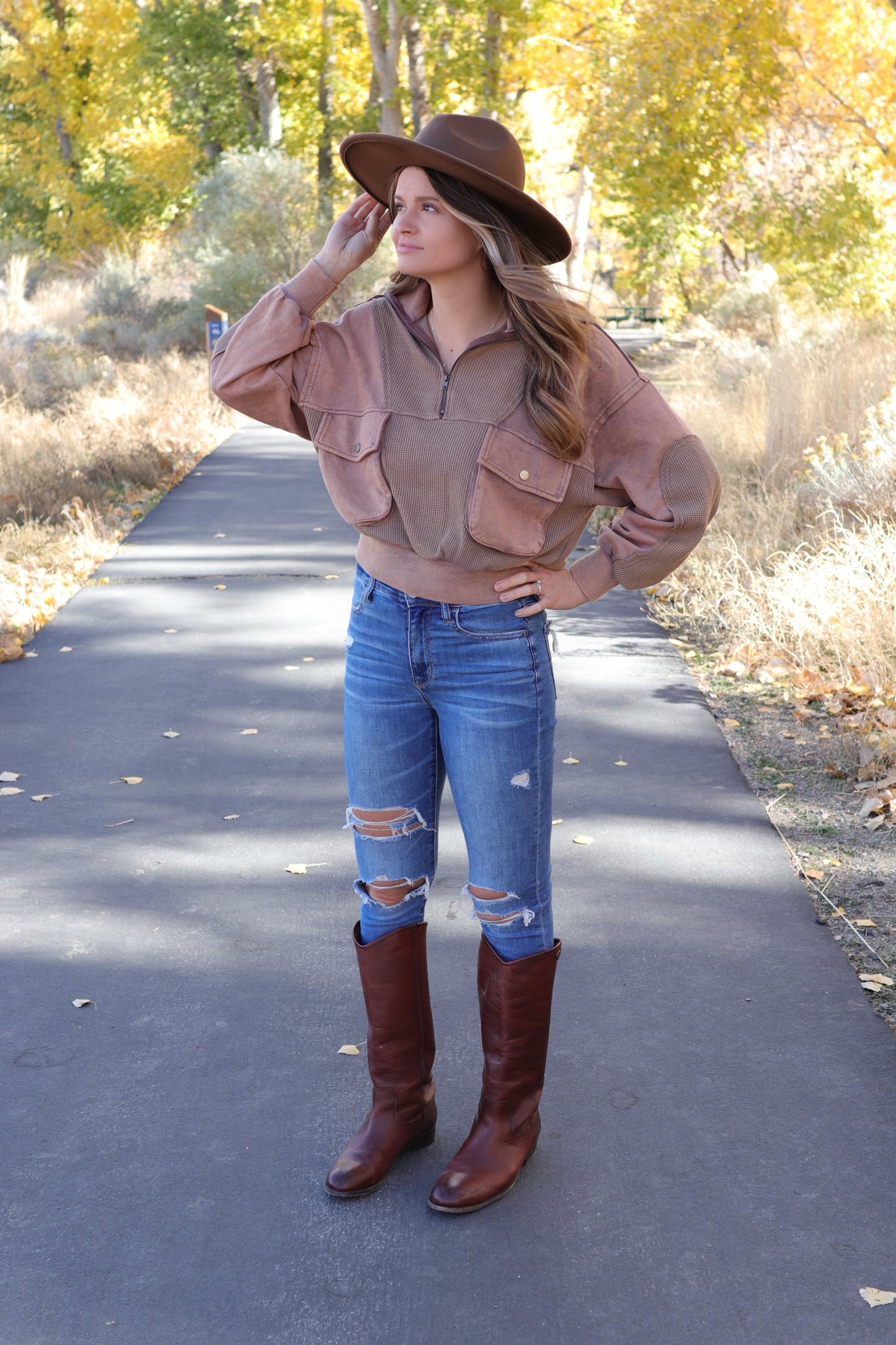 Mocha Half Zip Sweatshirt