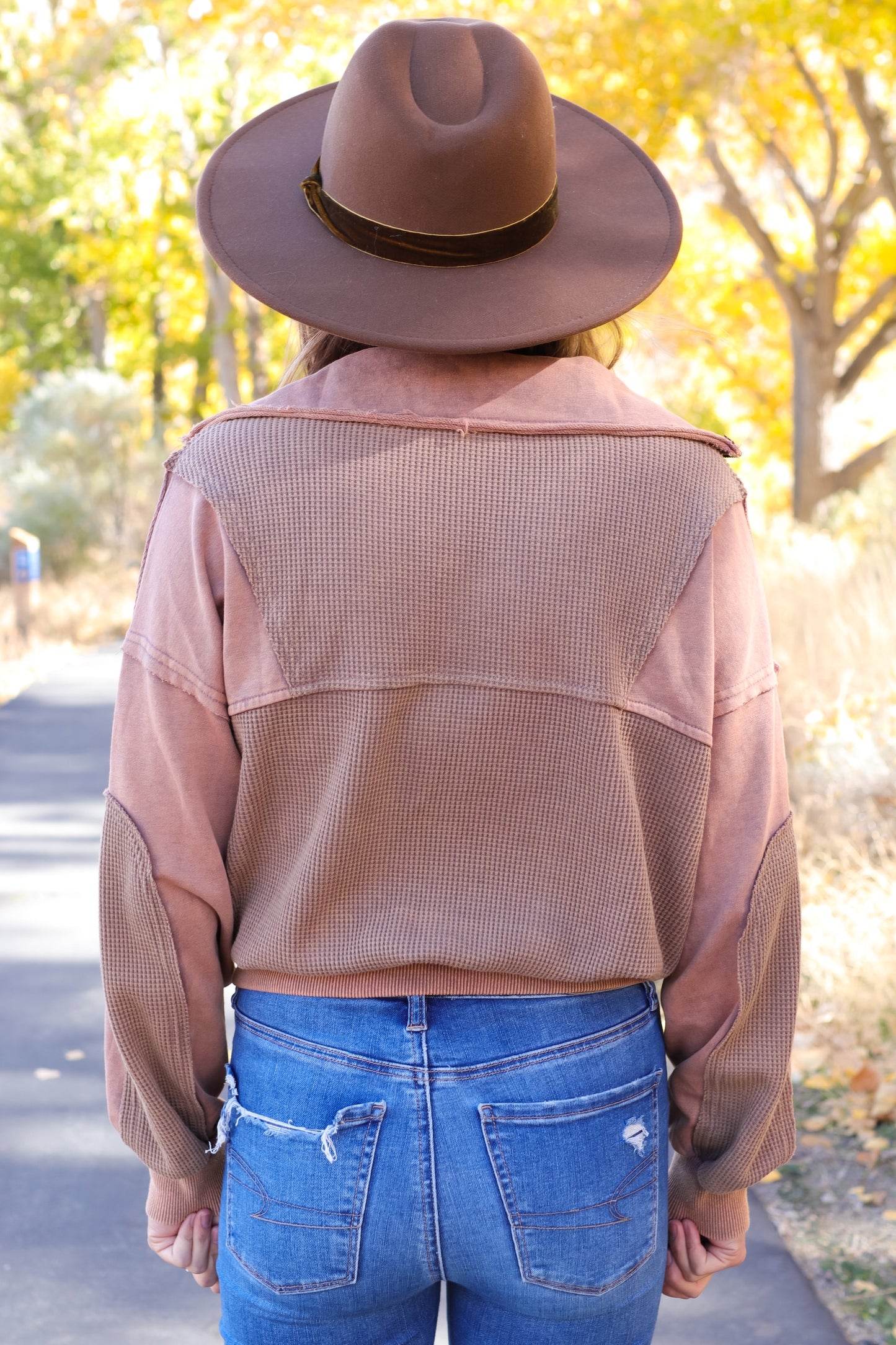 Mocha Half Zip Sweatshirt