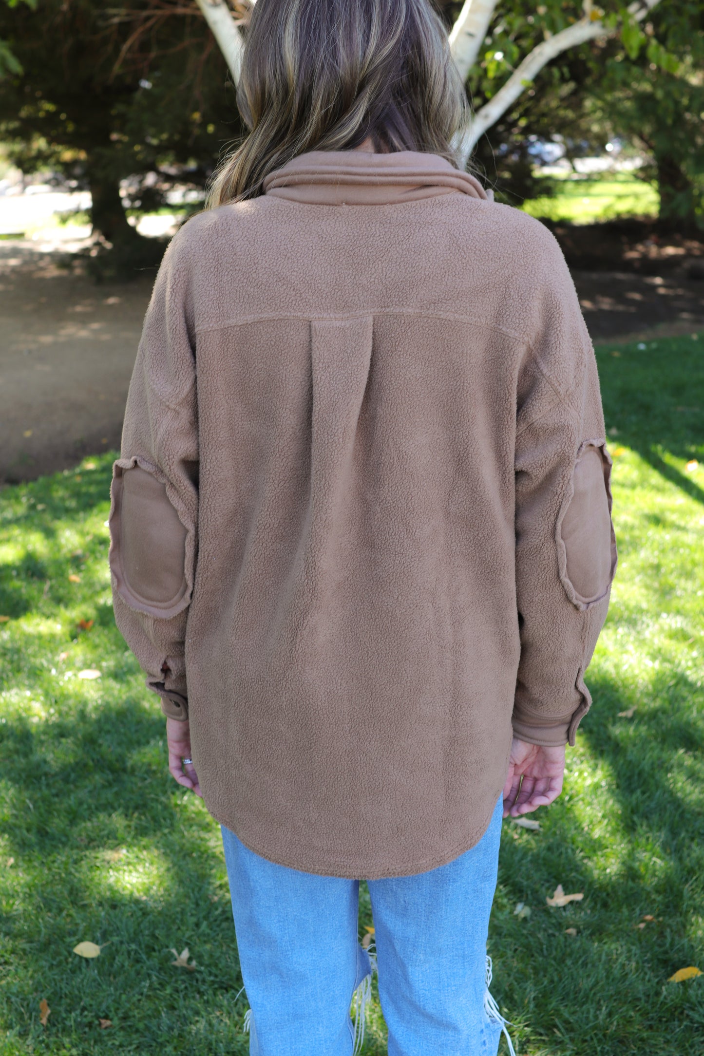 Mocha Fleece Button Down Jacket