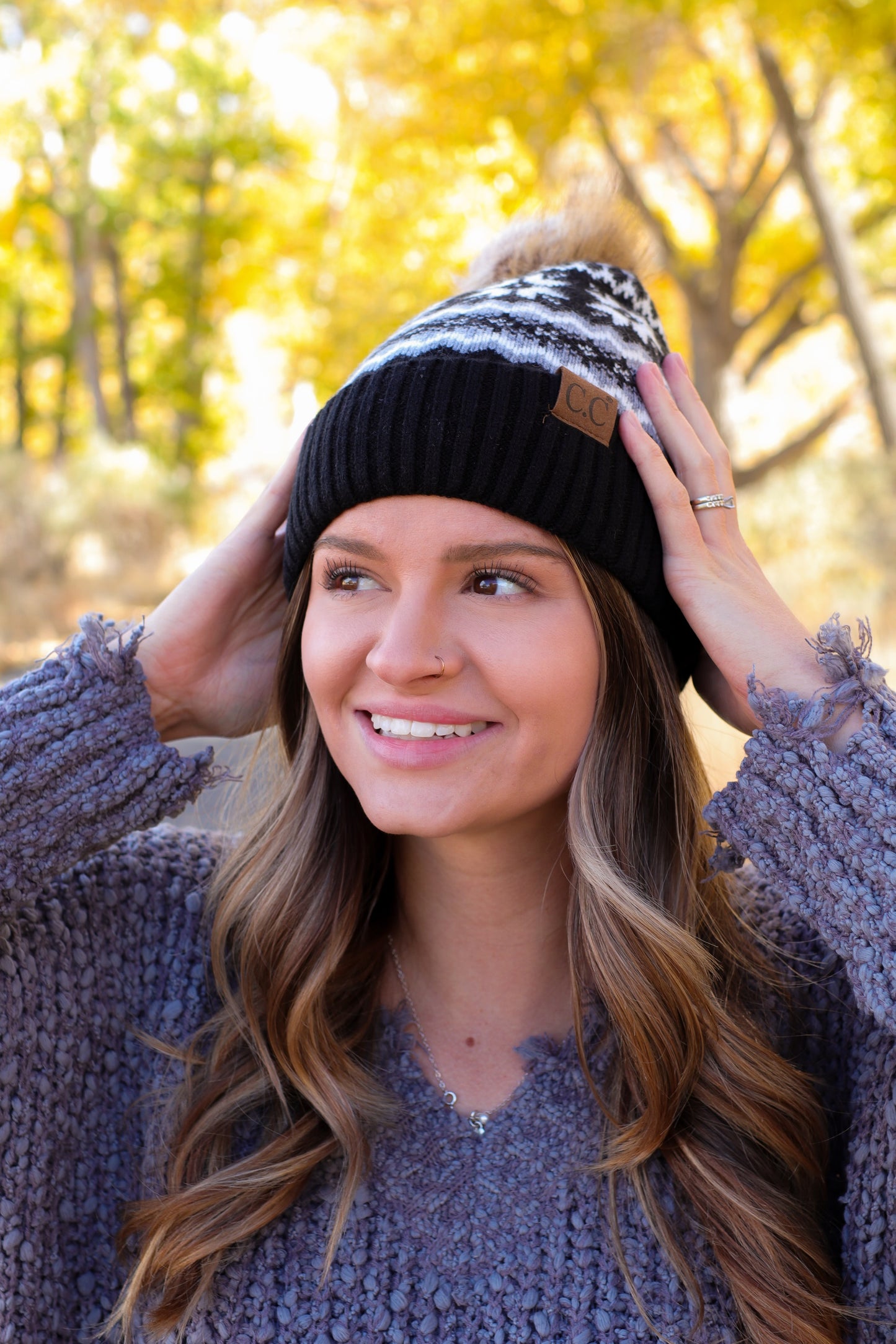 Aztec Black Beanie
