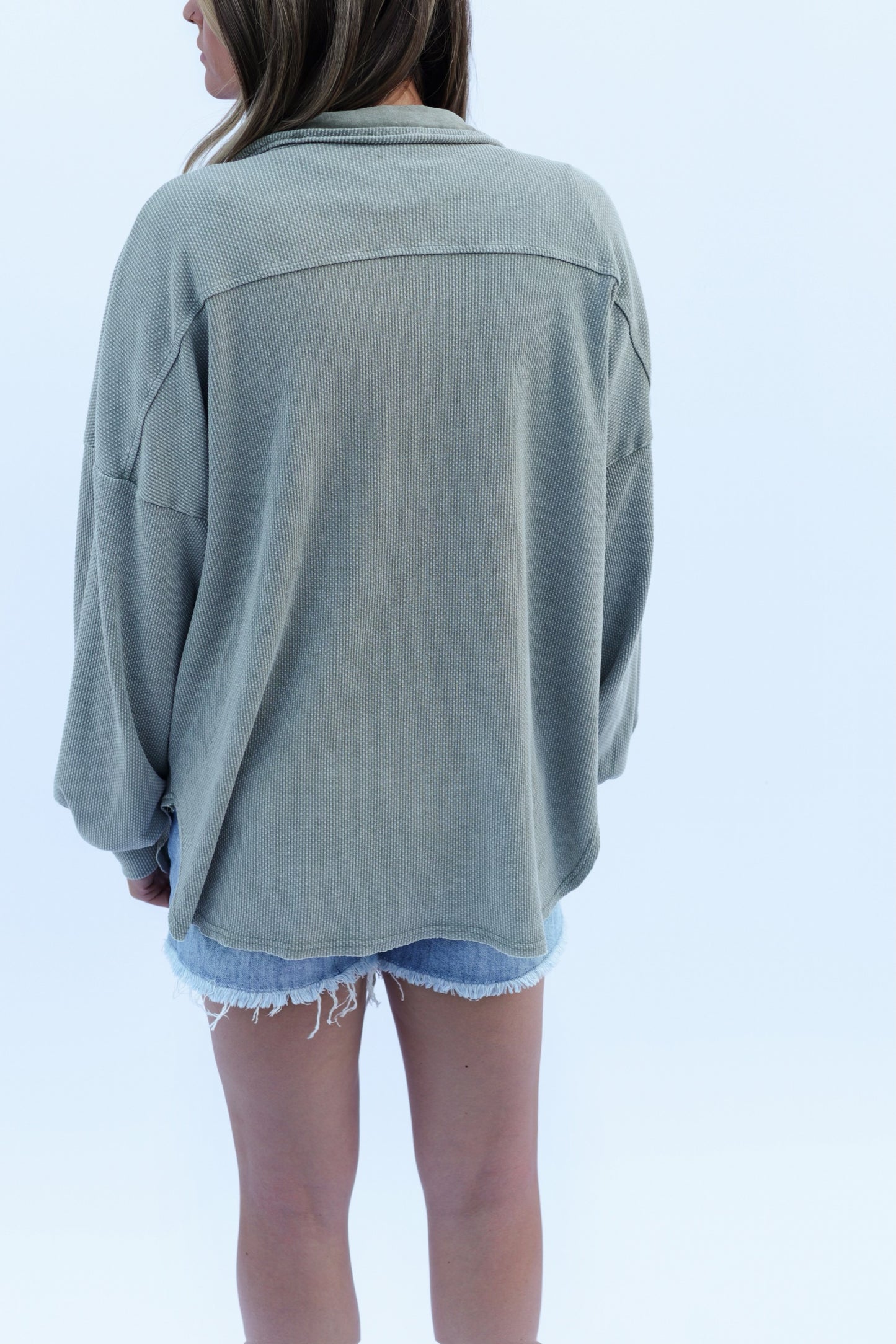 Sage Textured Button Up