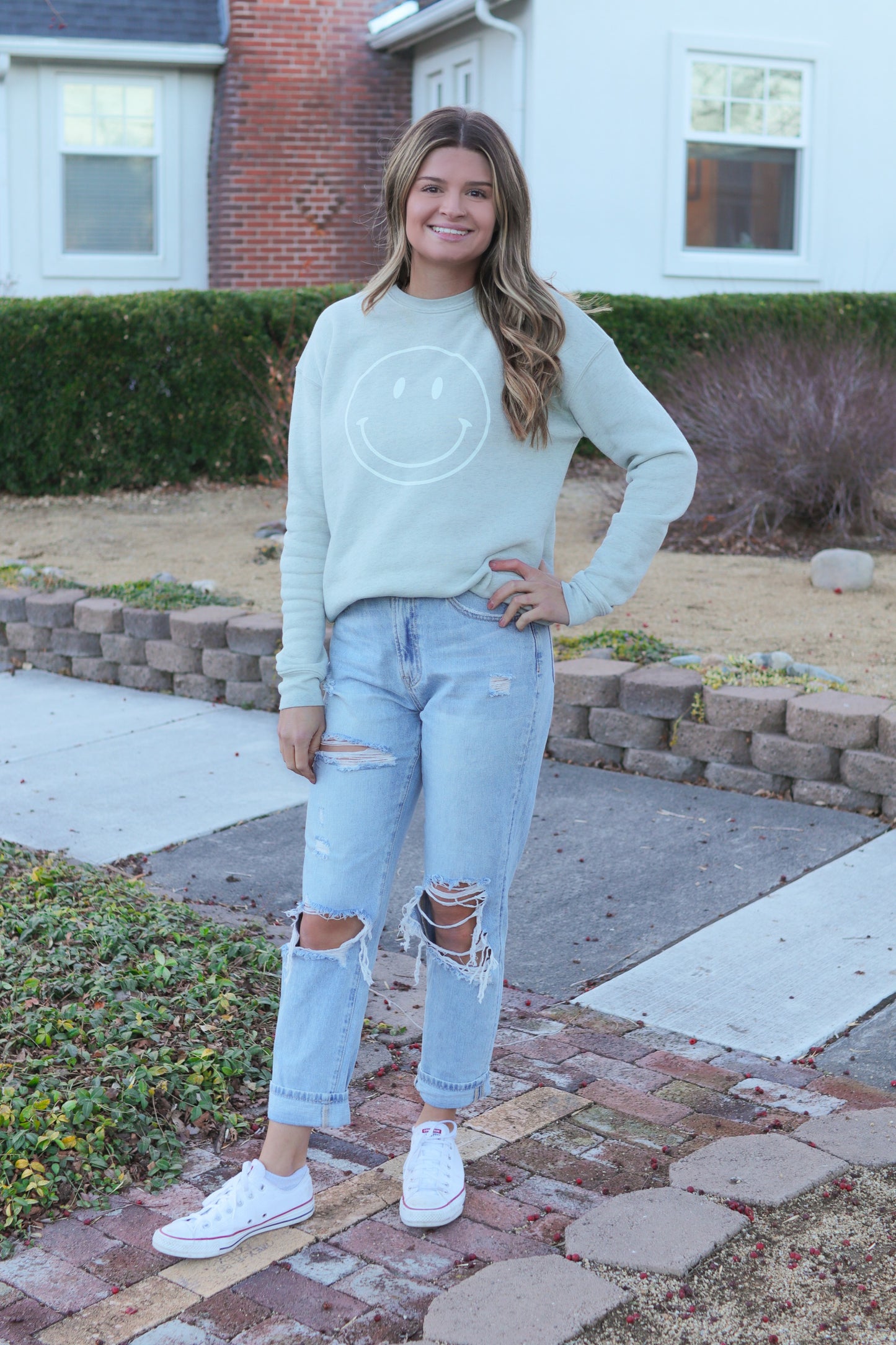 Dusty Sage Smiley Crewneck
