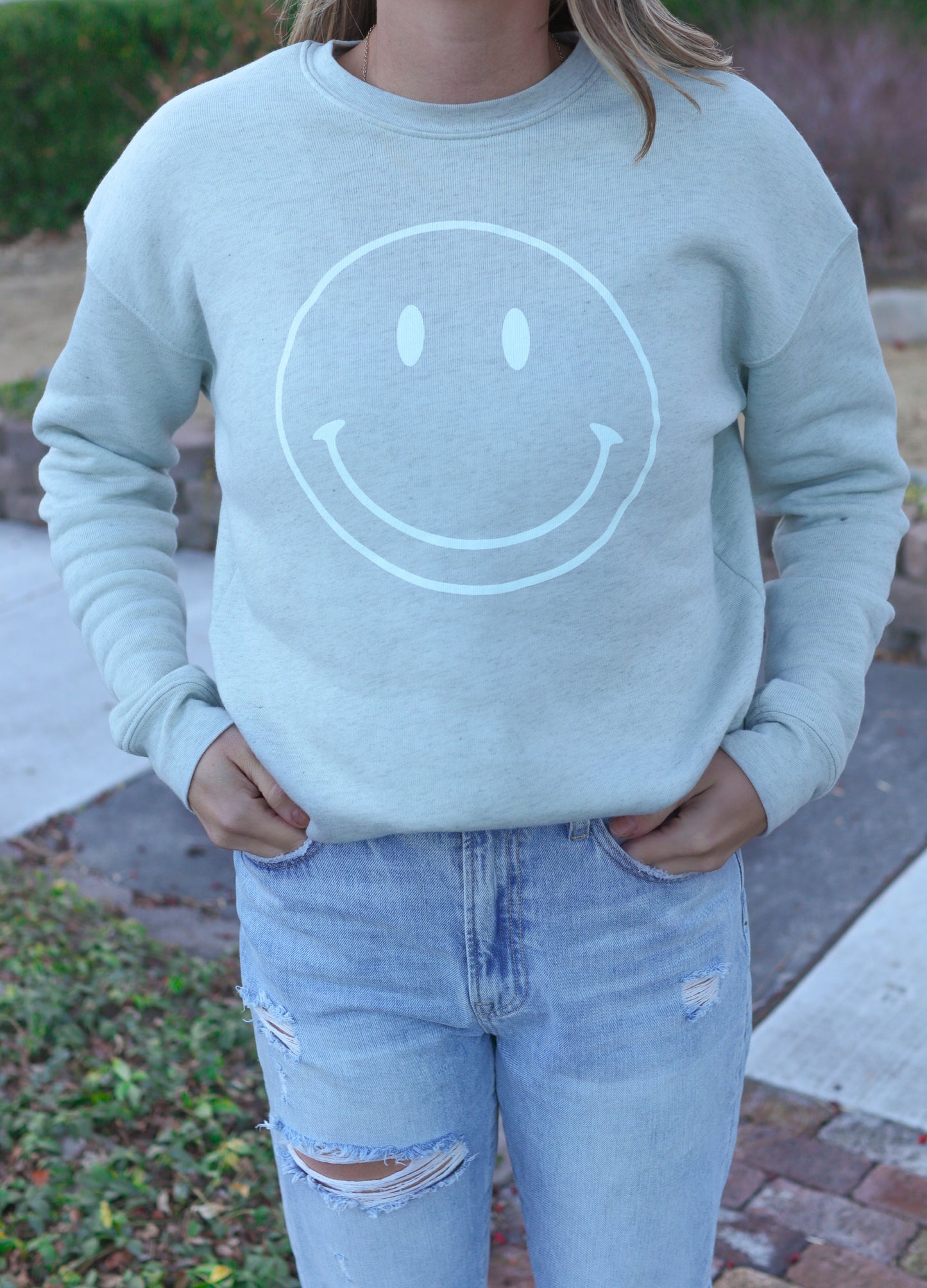 Dusty Sage Smiley Crewneck
