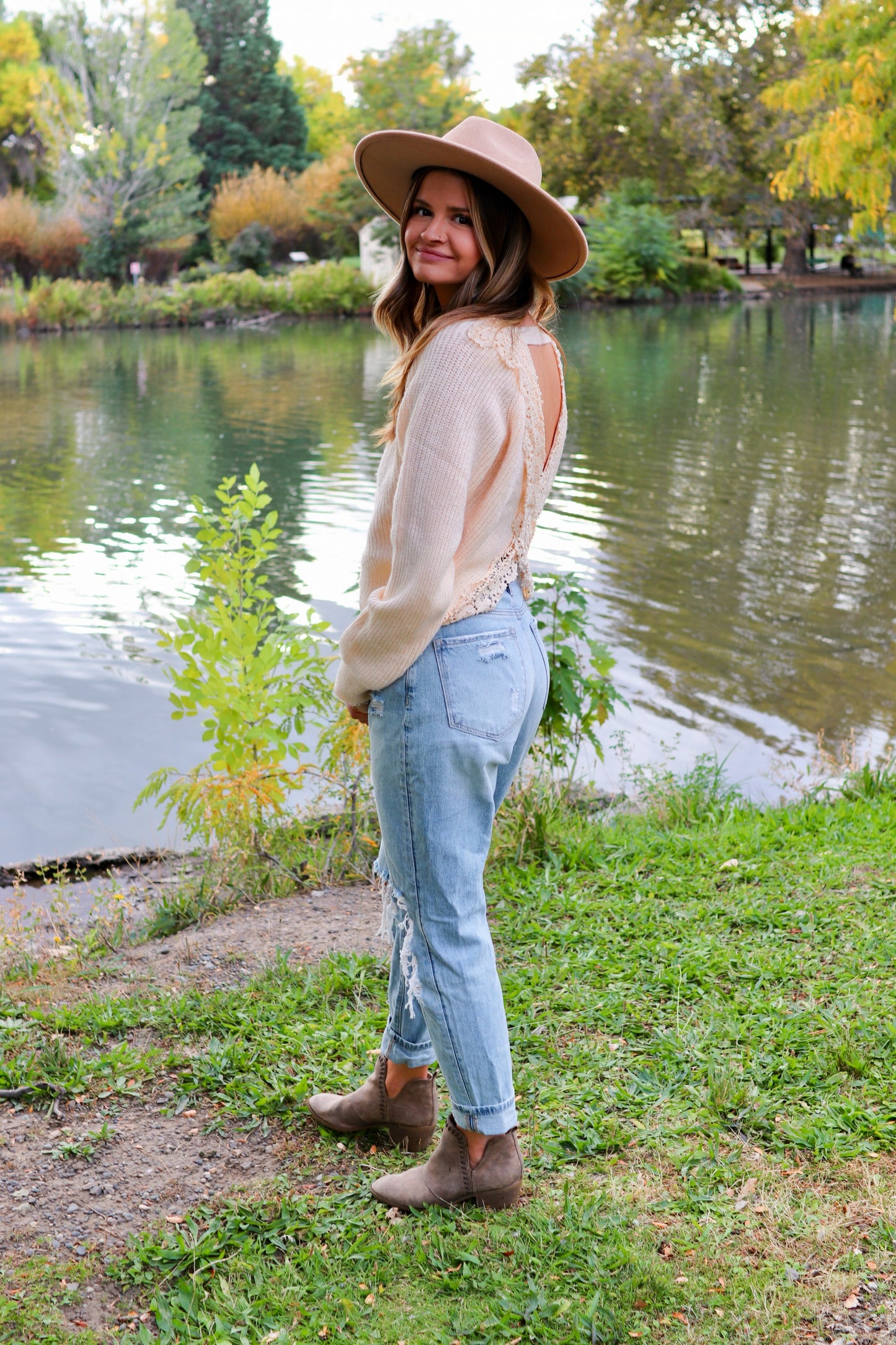 Lace Open Back Sweater
