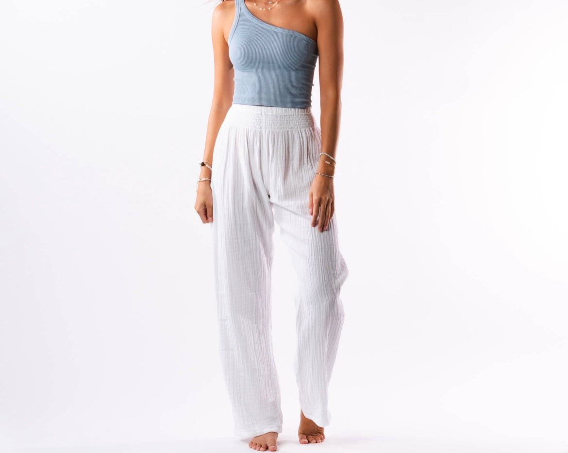 White Flowy Pants