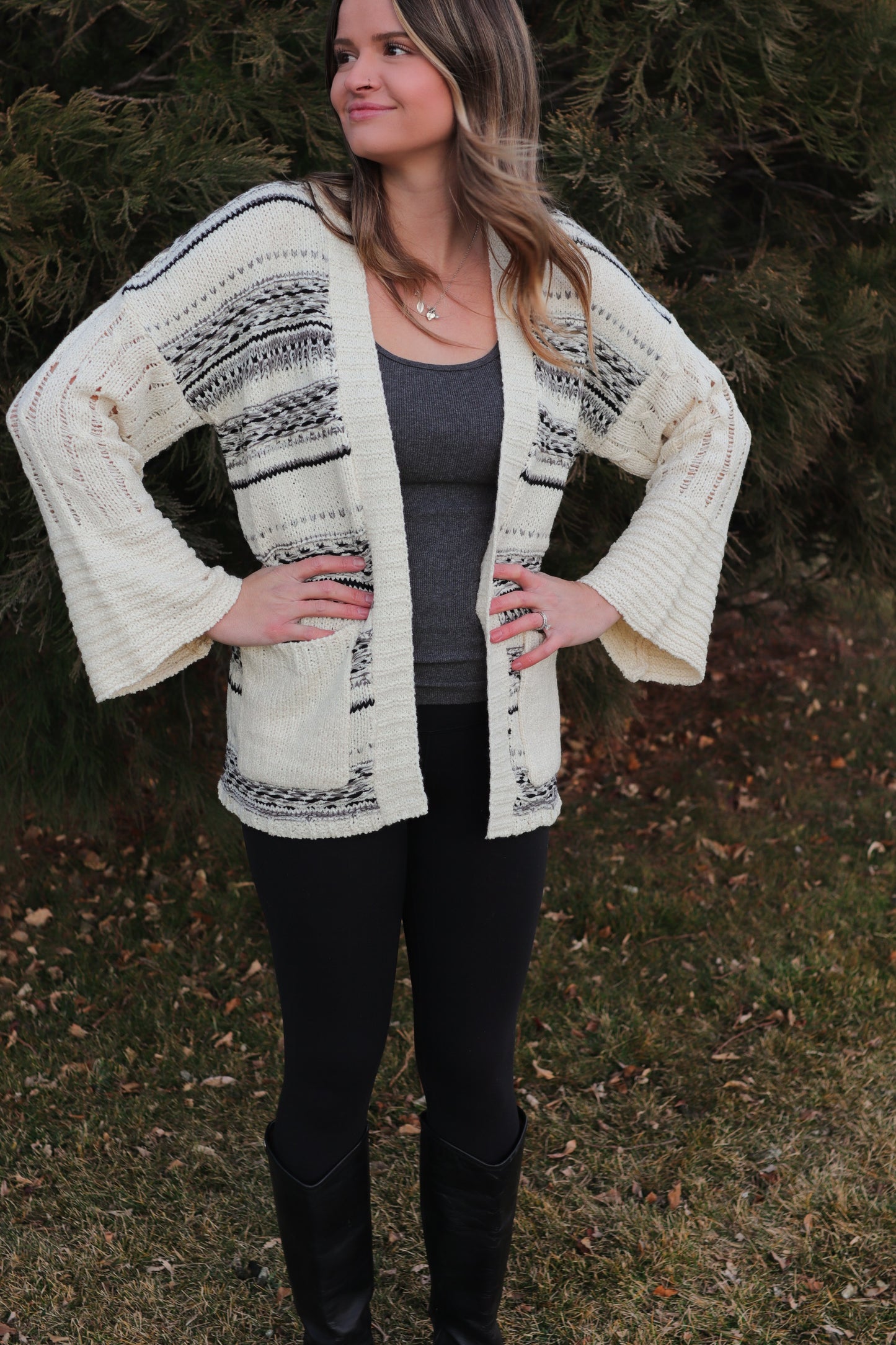 Crochet Striped Cardigan