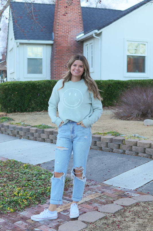 Dusty Sage Smiley Crewneck