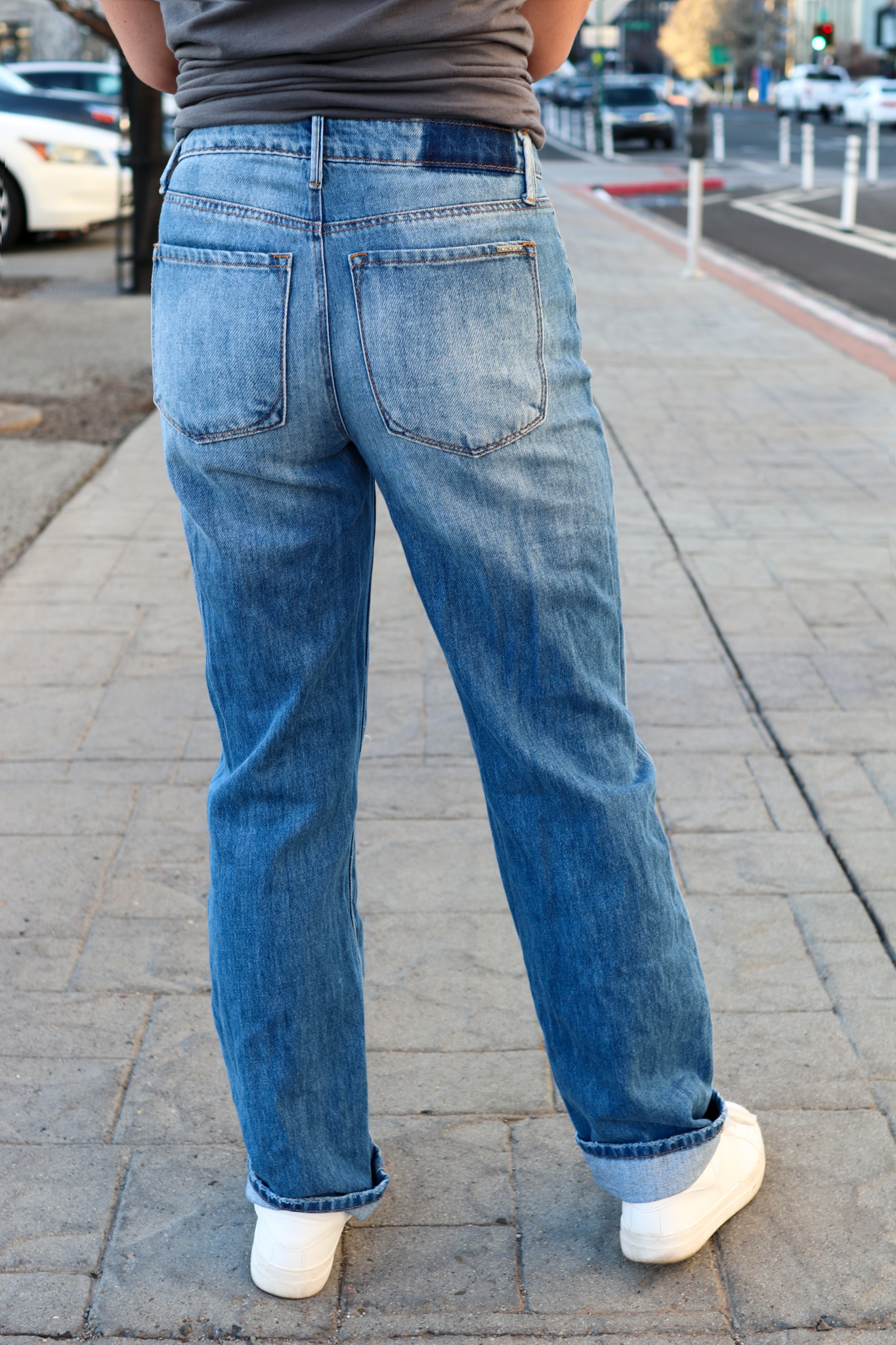 Medium Wash High Rise Straight Jeans